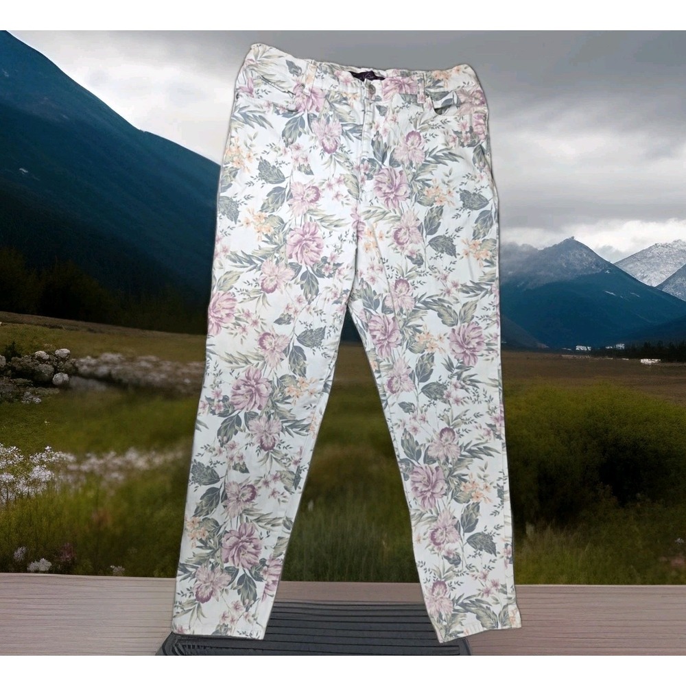 Gloria Vanderbilt Jeans Womens Size 16‎ White Floral Amanda 2017 34×28 Missy
